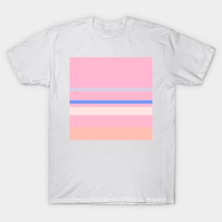 An unexampled arrangement of Powder Blue, Cornflower Blue, Little Girl Pink, Misty Rose and Melon stripes. T-Shirt